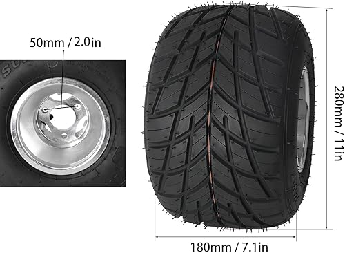Miniatura 3 de Neumáticos de lluvia sin cámara de 11 x 7.10-5 11 x 7.10 x 5, neumático trasero Go Kart de 5 pulgadas Race 4 PR, neumático de goma de 3 pernos para