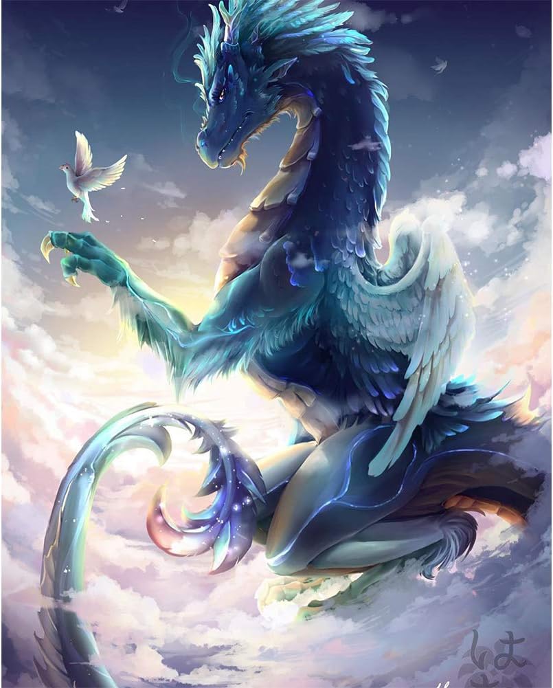 5D Full Drill Diamond Painting Kit, KISSBUTY DIY Dragon Diamond Rhinestone Painting Kits for Adults and Beginner Embroidery Arts Craft Home Decor, 15.8 X 11.8 Inch (Dragon 3)