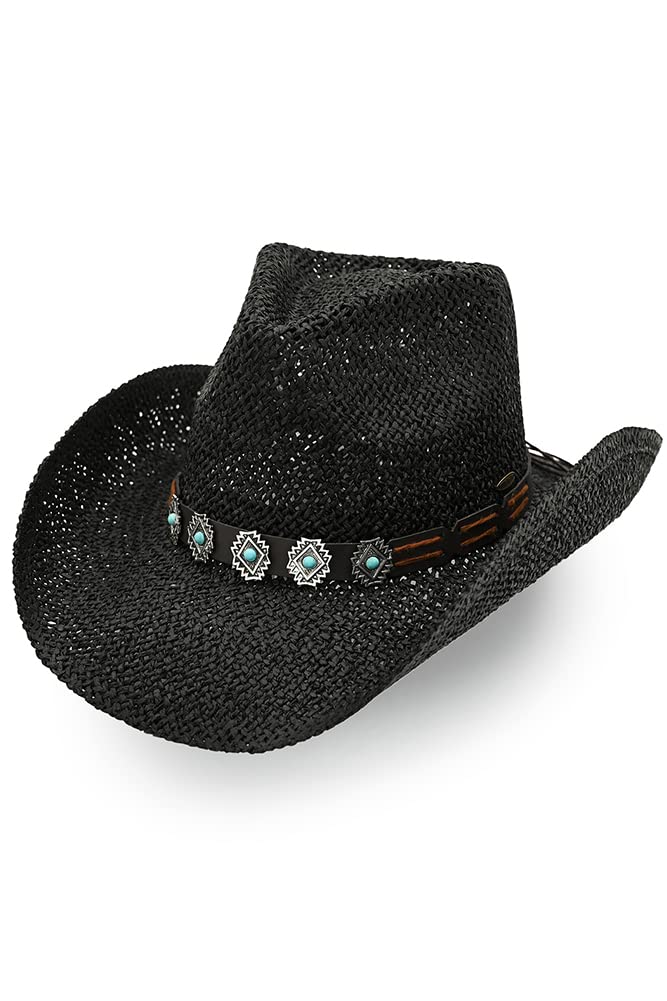 ScarvesMe Women Turquoise Charm Trim Band Cowboy Hat