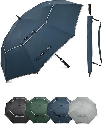G4Free Golf Umbrella 62Inch Large Umbrella Strong Windproof Automatic Open | Oversize for Rain Vented Double Canopy Waterproof Stick Umbrellas Resist Up to 85 MPH Winds
