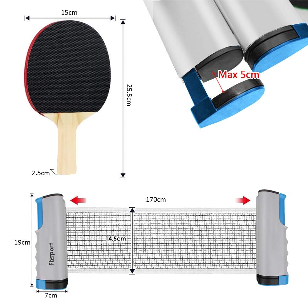 Red de Ping Pong para Mesa Ajustable Mesa,Palas de Ping Pong con Red y Pelotas,Sets de Juego Ping Pong con Red Extensible,2 Raquetas de Tenis de Mesa,6 Pelotas — view 4