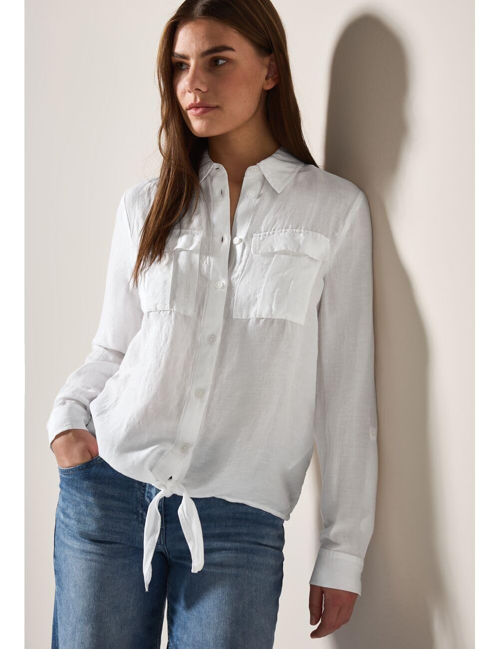 Cecil Damen Bluse mit Knoten am Saum