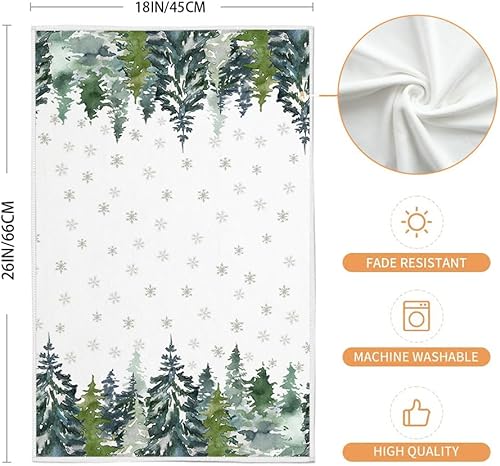 Miniatura 9 de ARKENY AD135 - Juego de 2 paños de cocina de Navidad, diseño de copos de nieve, color verde, 18 x 26 pulgadas, decoración del hogar de granja