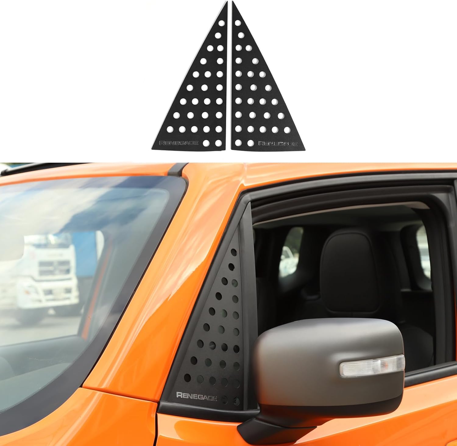 CheroCar Rear Triangle Glass Cover Aluminum Alloy Front Window Trim Panel for Jeep Renegade Accessories 2016 2017 2018 2019 2020 2021 2022 2023 2024 2025 2026 Black