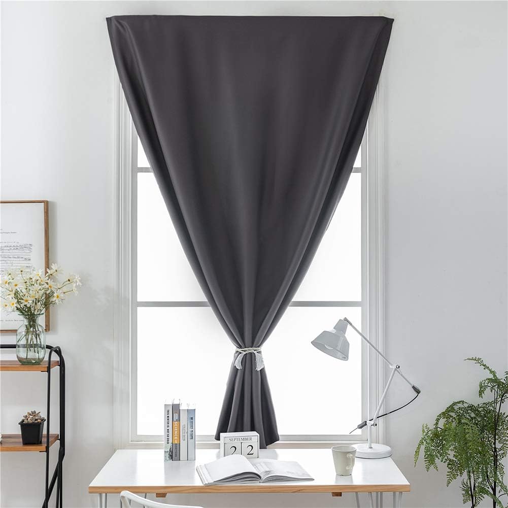 Prosperveil Portable Blackout Blinds Stick on Temporary Window Blackout Curtains for Kids Children Bedroom Nursery Baby Room with Curtain Tie Back (Grey, 100 x 200 cm)