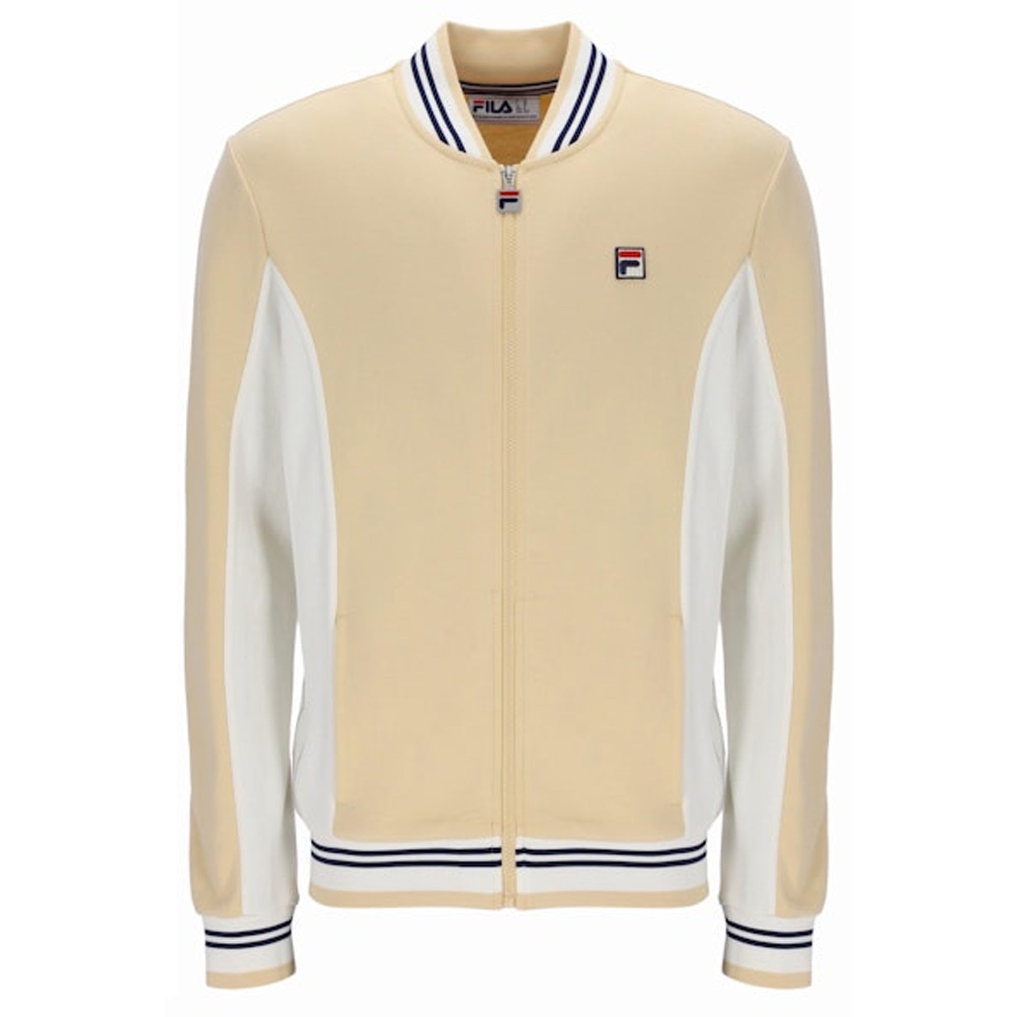 Fila Men's Tan Settanta Track Jacket Beige/Gardenia/Fila Navy - Size 44