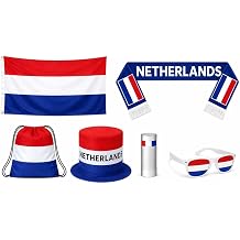 Netherlands World Cup Soccer Fan Kit &ndash; 6 Items: Flag, Scarf, Hat, Bag, Glasses, Coloring