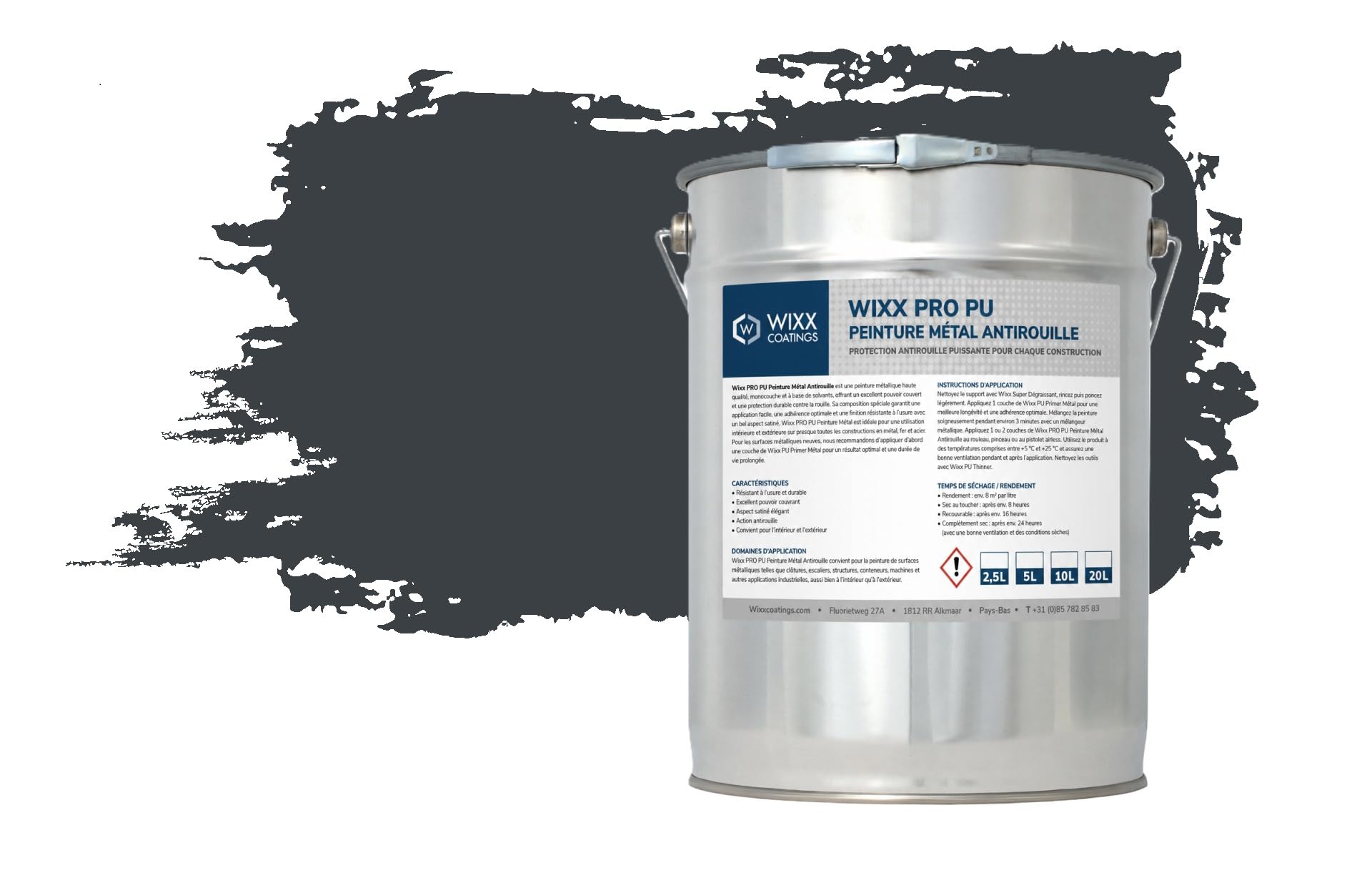Wixx PRO PU Metalllack Rostschutz - RAL 7016 | Anthrazitgrau - 20L