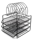 EasyPAG Stackable 3 Tier Desk Organizer Tray Organizer with 5 Sorters ,Black