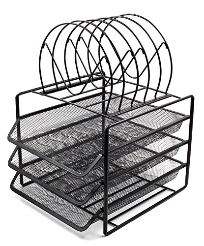 EasyPAG Stackable 3 Tier Desk Organizer Tray Organizer with 5 Sorters,Black