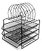 EasyPAG Stackable 3 Tier Desk Organizer Tray Organizer with 5 Sorters ,Black