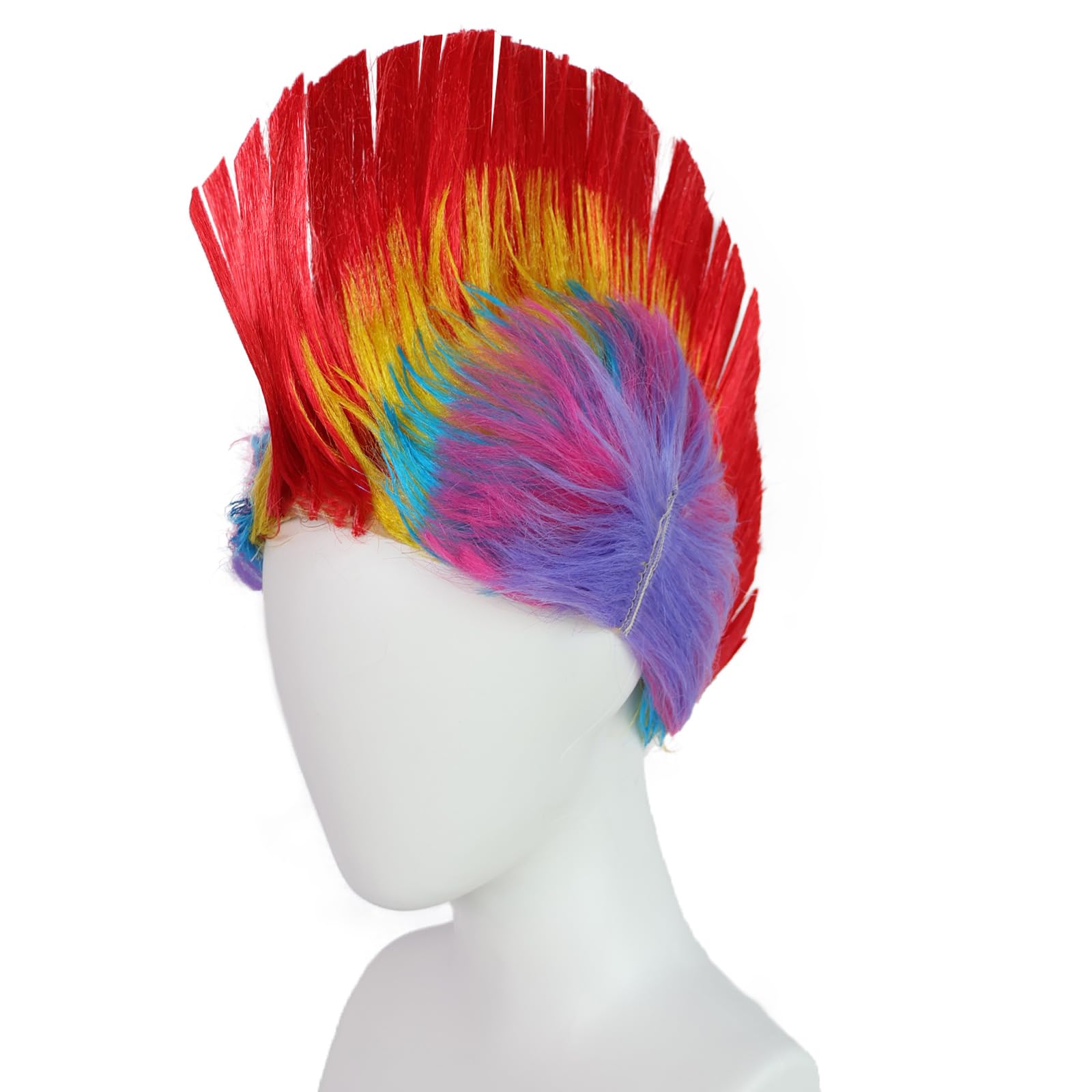 BEKIDER (+1 Hair Cap) Red Mohawk Wig 80s Punk Wigs Men Women Punk Rocker Wig Heavy Metal Funny Wigs for Women Mohican Hairstyle Coloured Hair Fancy Dress Party Halloween Costume - Image 2