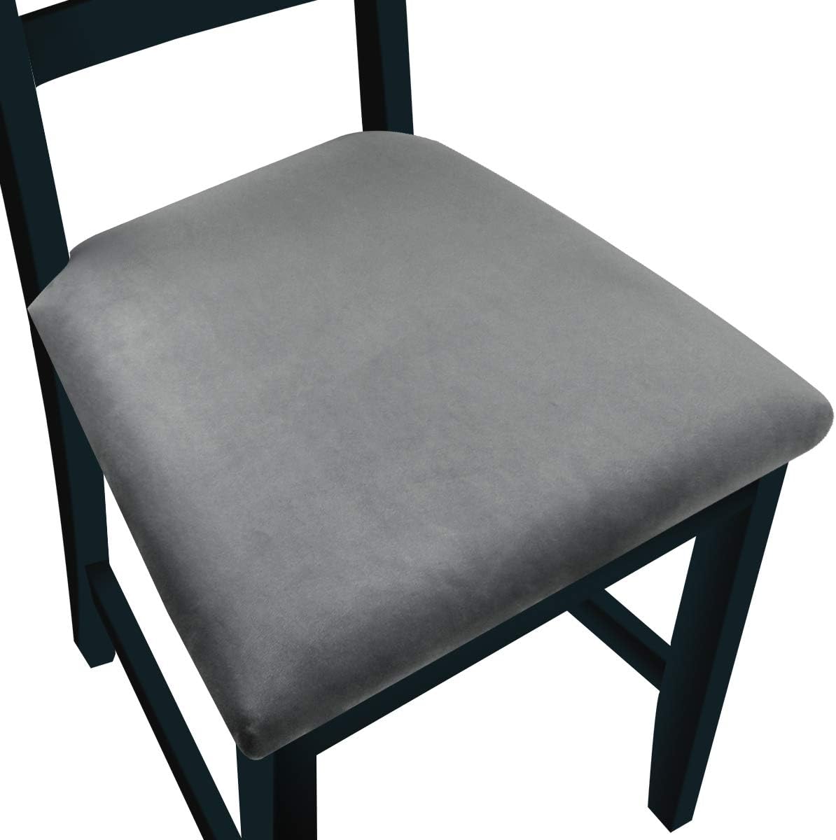 NORTHERN BROTHERS Velvet Dining Room Chair Seat Covers Set of 4, Velvet Stretch Kitchen Chairs Seat Slipcovers (Velvet Light Grey, 4 Pack)