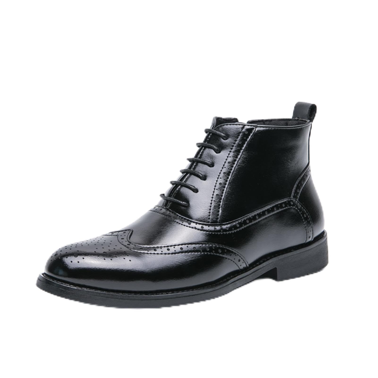 Stivaletti Uomo Pelle Eleganti Scarpe Classiche Affari | Stivali Uomo Pelle PU Cerniera Laterale Brogues Stringate Eleganti Lavoro Cerimonia Affari Vintage
