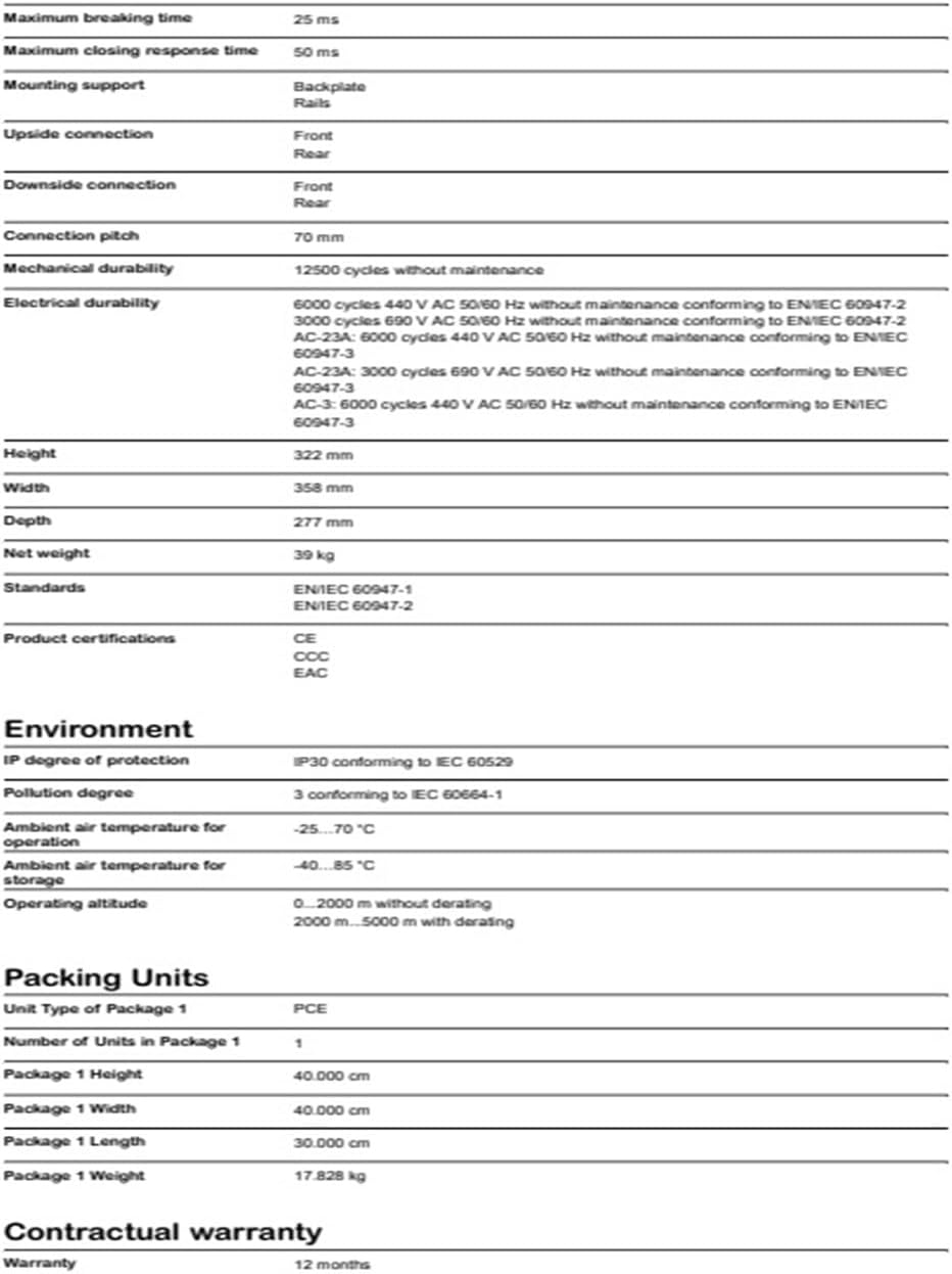 HVGZDQQD Masterpact NT12H1-1250 Air Circuit Breaker Datasheet Page 2