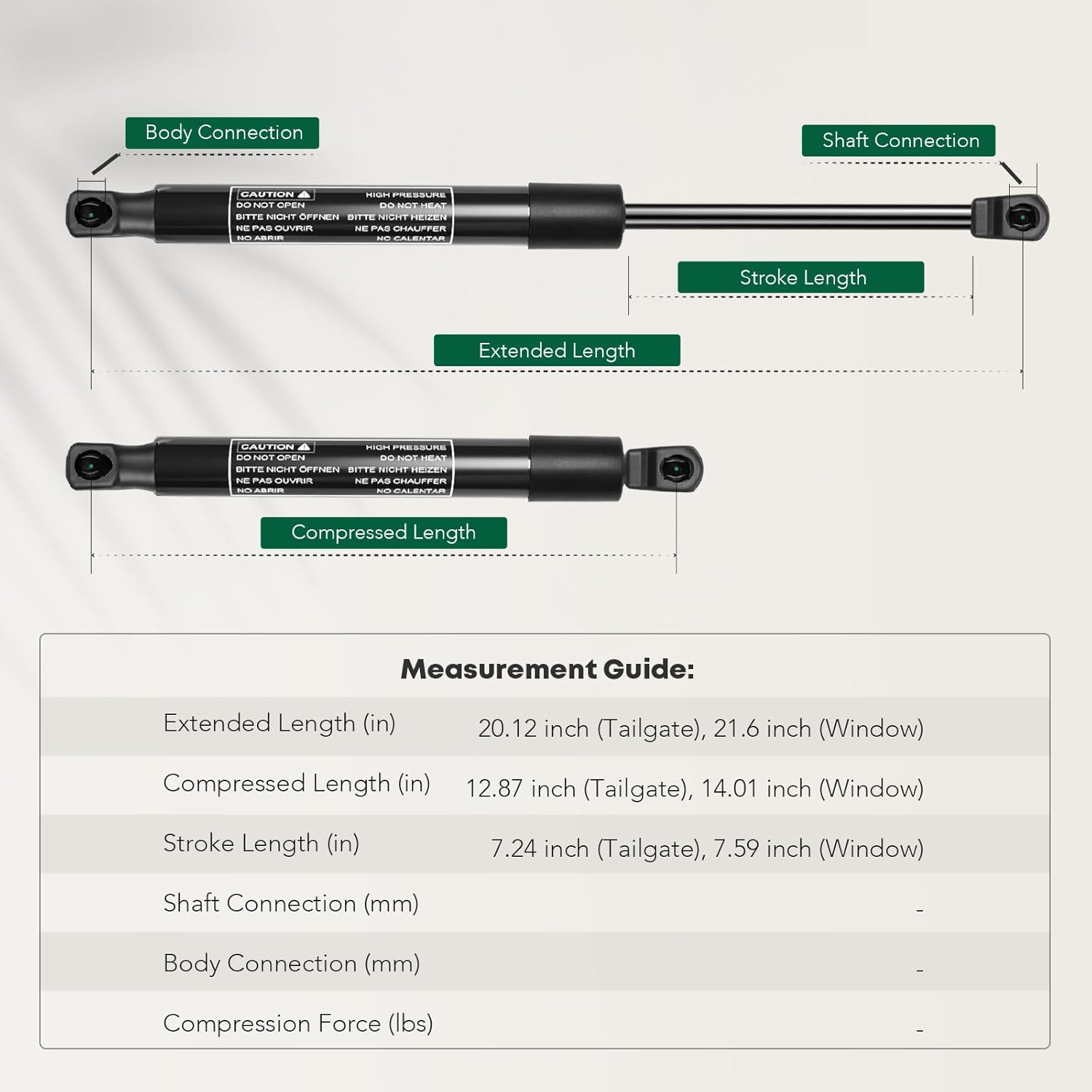 Set of 4 Rear Window Glass and Tailgate Lift Support Gas Struts Spring for Chevrolet Trailblazer GMC Envoy Oldsmobile Saab Isuzu Buick