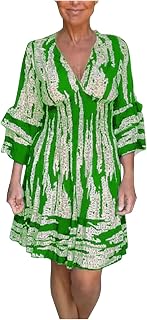 Woman's Dress Autumn Fall for Girls V Neckline Drawstring Dot Loose Fit Vintage Retro Short Sleeve Anniversary Woman's Gown Printed Camisole z3#