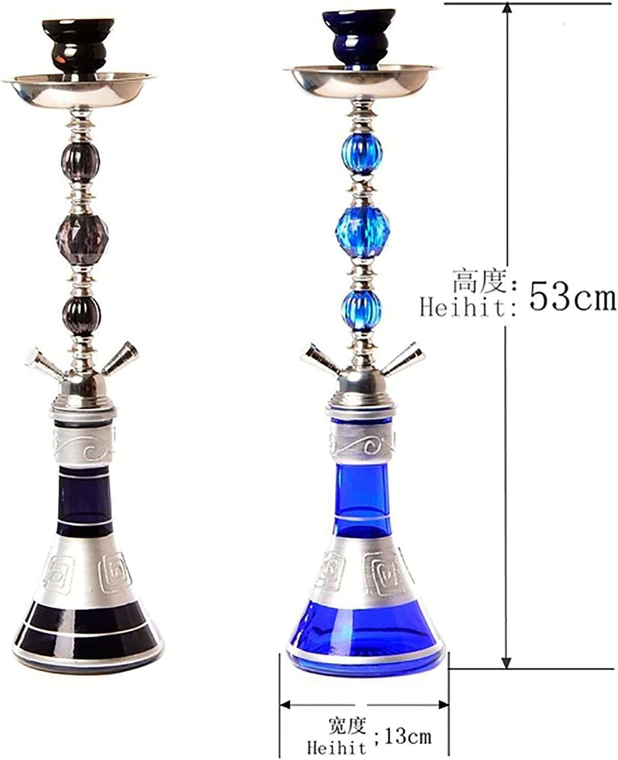 NEW Double Pipe Hookah Set, Arabian Glass Hookah, Decorative Hookah (Blue)