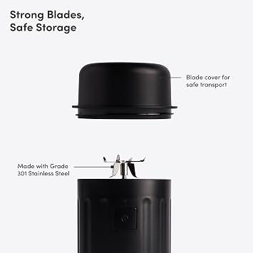 Beast GO Cordless, Premium Portable Blender for Shakes & Smoothies, 22oz Blending Vessel, Blends Ice & Frozen Fruit, Rechargeable USB-C Battery, Drinking Lid and Straw System (Carbon Black)