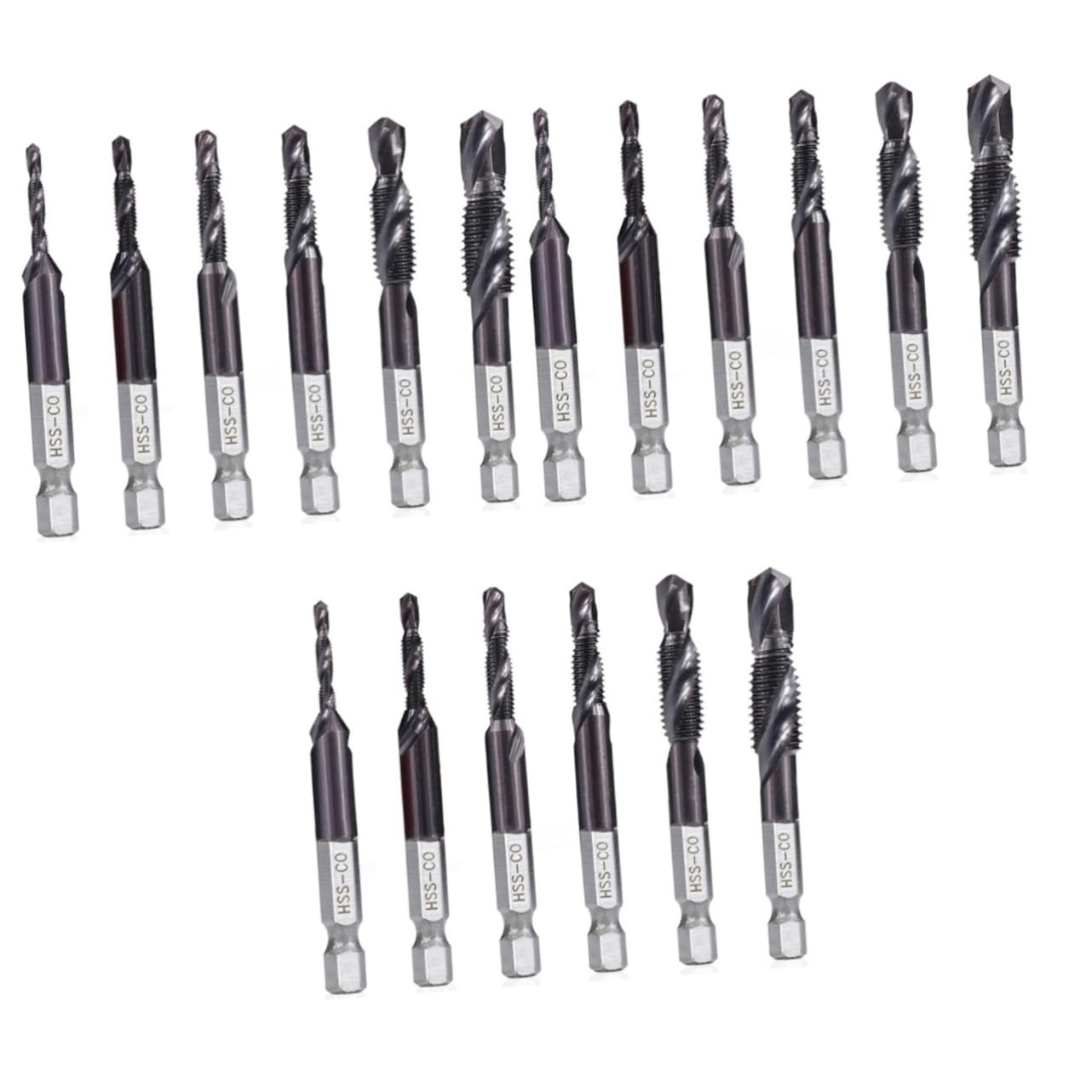 Mikikit 18pcs High- Spiral Drill Bit Hexagon for Electric Drills and Versatile Black