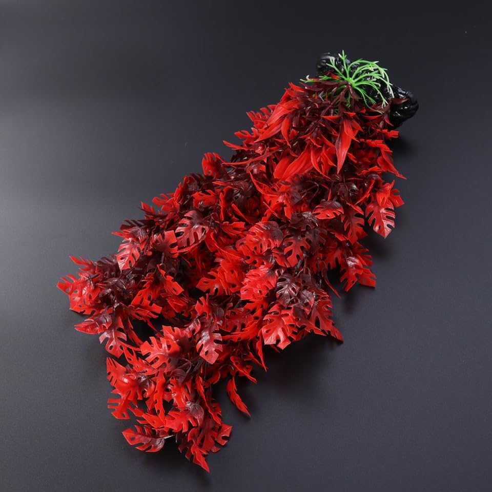 Piante Acquatiche Artificiali Con Foglie Rosse Per Acquario Decorazione Realistica Per Serbatoio Di Pesce Con Base Stabilizzante Adatte Per Acqua Dolce E Salata Facili Da Pulire E Non Tossiche
