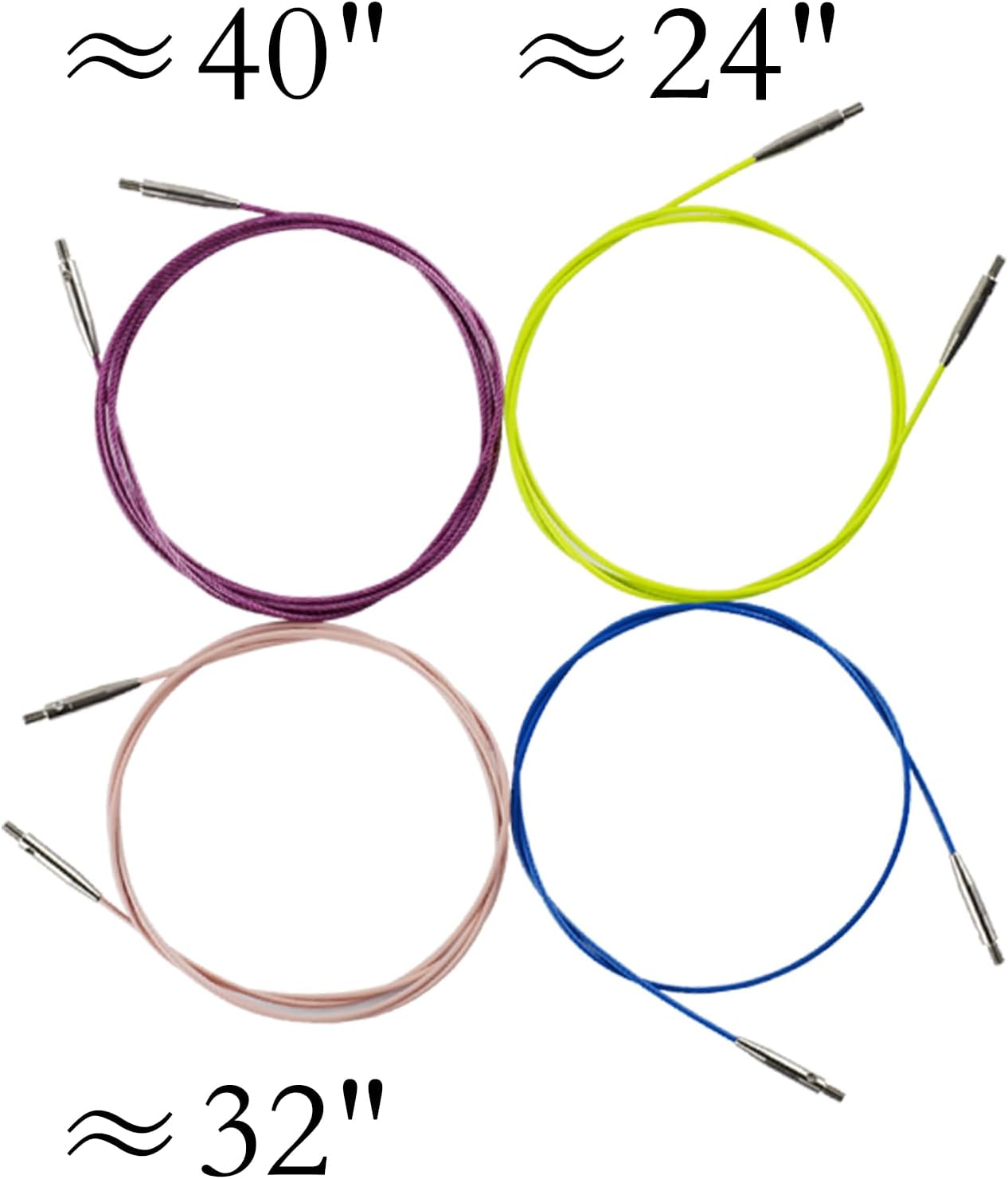 Svartur Interchangeable Knitting Cables, Variety Pack - All 4 Sizes, 16, 24, 36, 40 Inches
