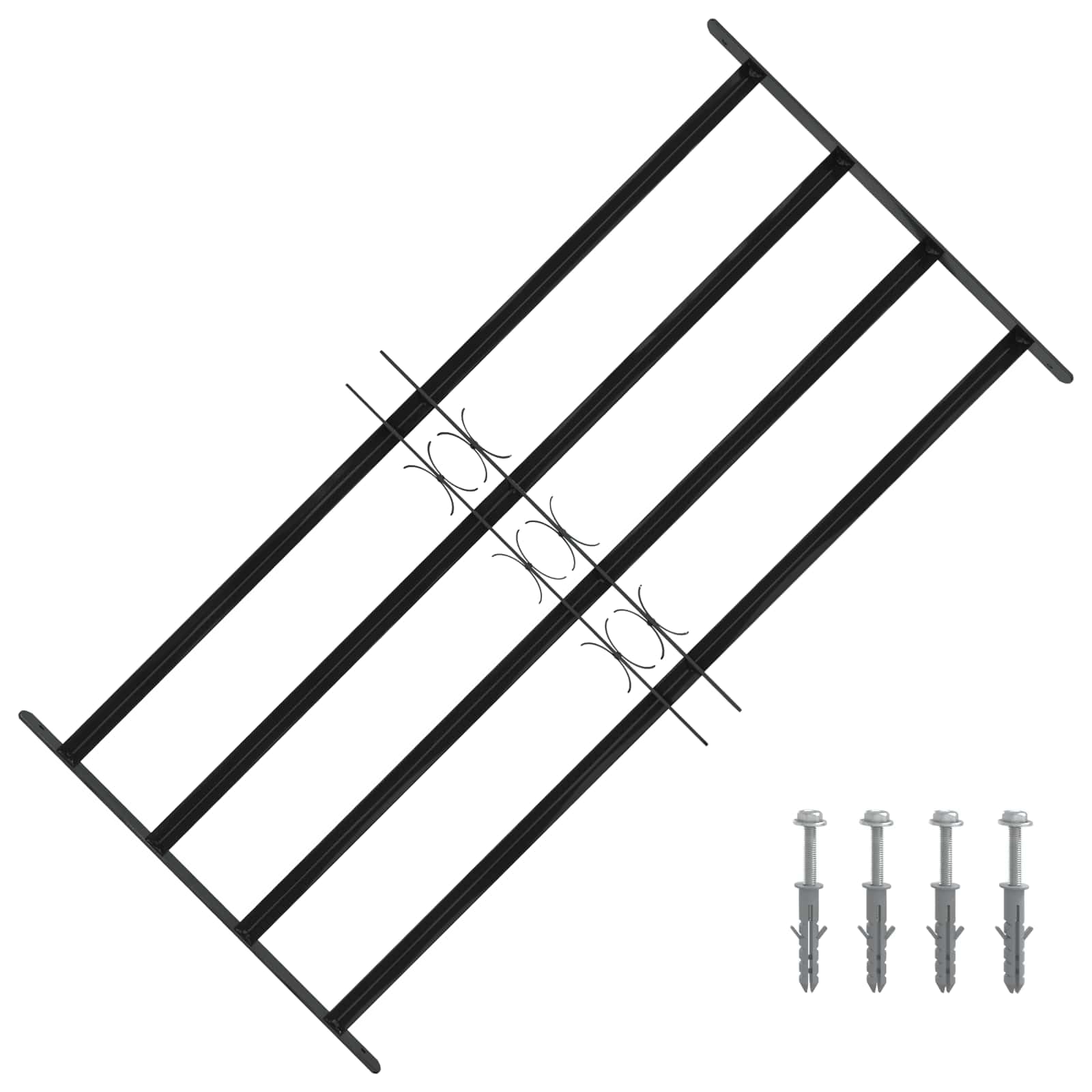 Générique Grille de Fenêtre Noir 115 x 60 cm Acier Enduit de Poudre,Quincaillerie,Matériaux de Construction,Fenêtres,Noir,7.76 KG,42020565