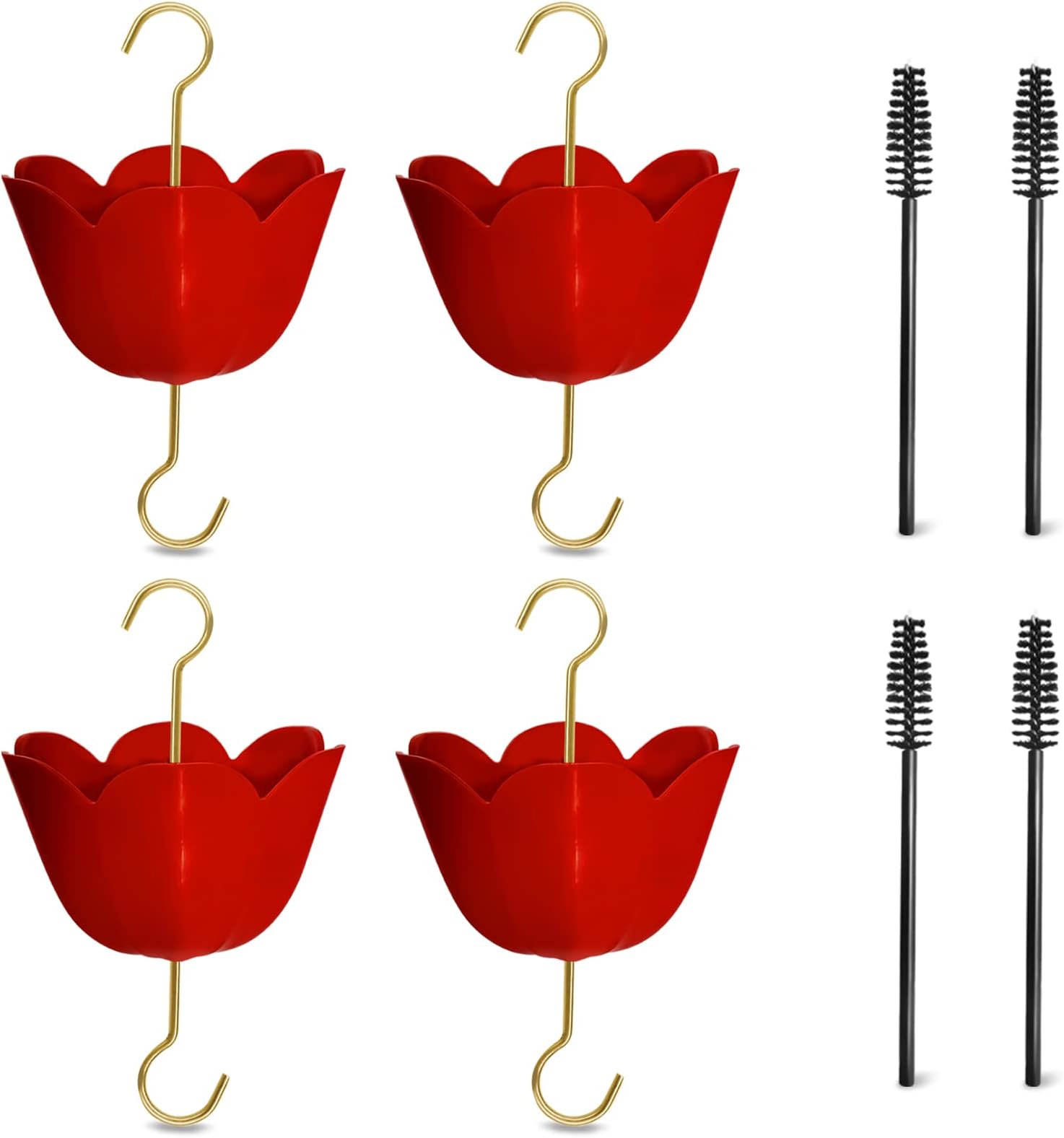 Ant Moat for Hummingbird Feeders, Large Capacity Protect Nectar Metal Hooks Ant Guard 4 Brushes for Outdoor Patio Yard Hanging Feeders 4 Packs