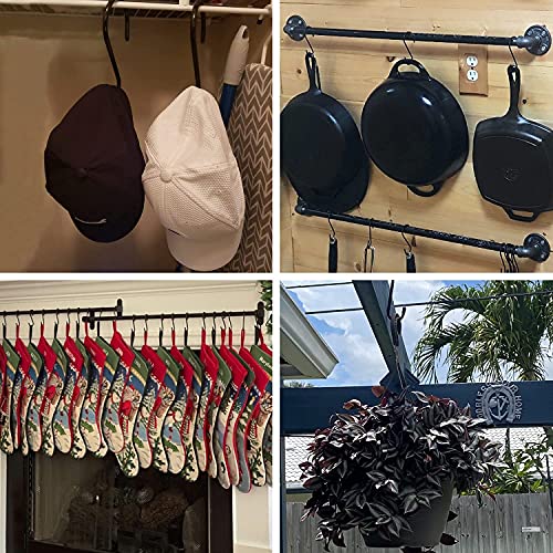 Mzekgxm Large S Hooks For Hanging Heavy Duty, 6 Inch Non Slip Vinyl Coated Metal Black Closet S Hooks For Hanging Plants Outdoor Lights And Kitchen Pot Pan Cups Closet Towels Jeans Hats (4 Pack) #TOP4