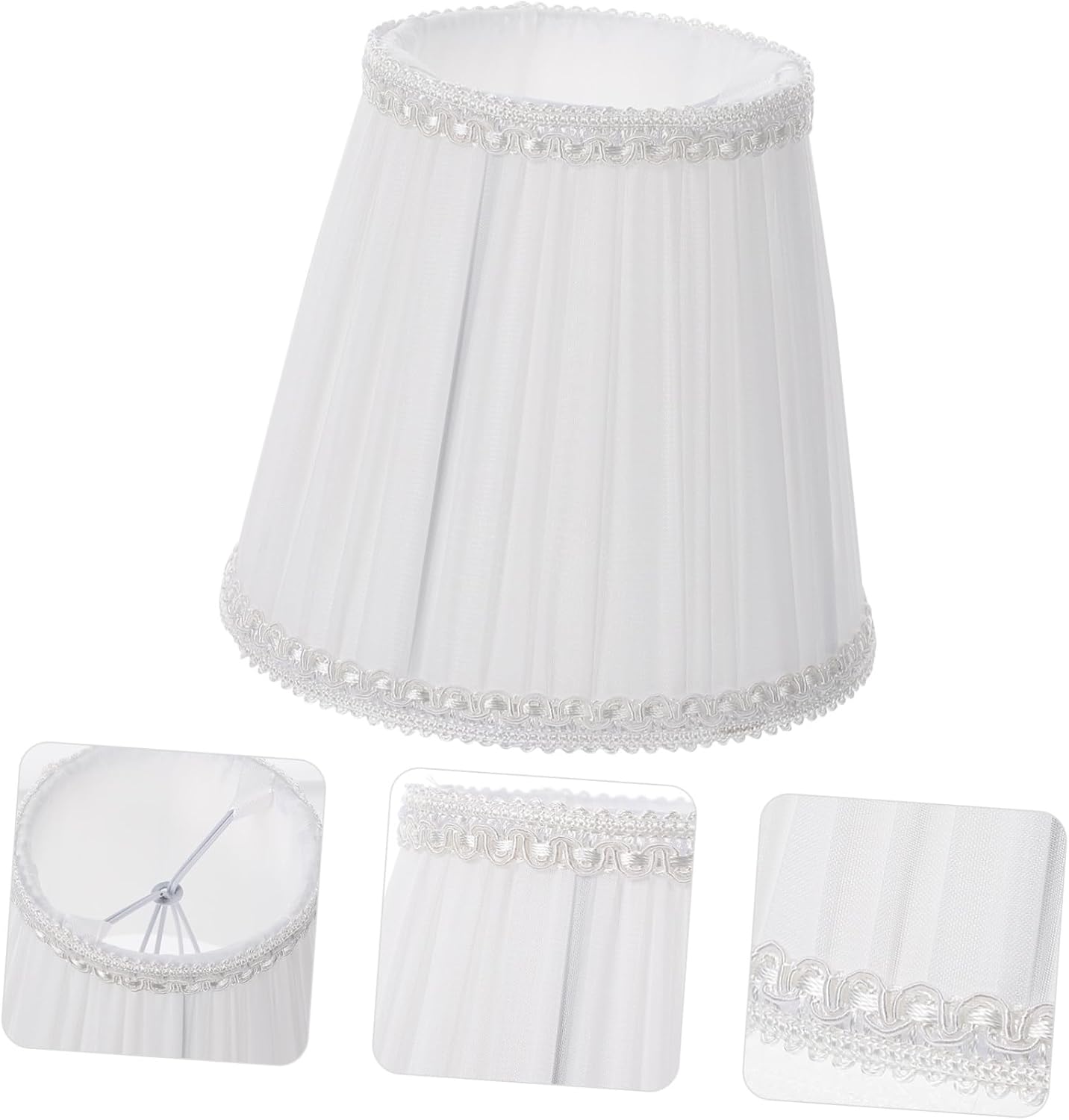 Housoutil Lamp Accessories Clip-on Fabric Lampshade Small Hanging Lamp White Cover Room Decor