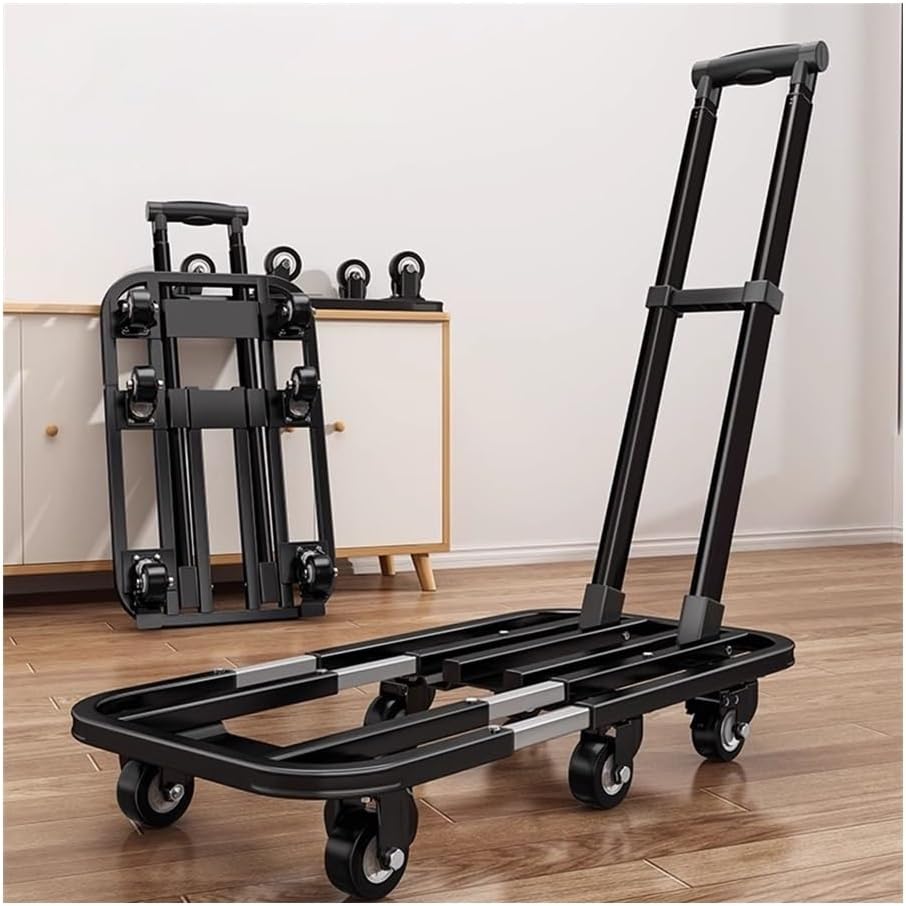 Flat Bed carts with Wheels Foldable Cargo Trolley Folding Transporter Household Flatbed Trolley Portable Luggage Express Trolley Small Trailer Trolley Heavy - Duty trolle