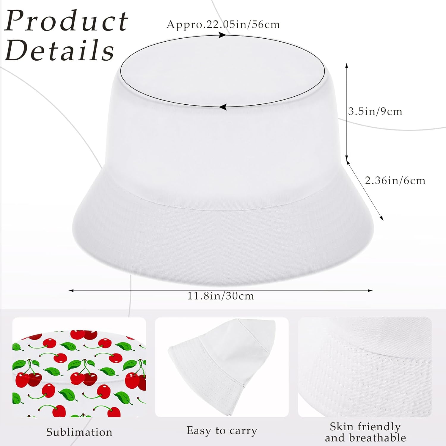 Toulite 10 Pcs Sublimation Blank Bucket Hat for Women Men Cotton Beach Fishing Cap Sublimation Hats Unisex Packable Hat for Travel Summer White - Image 2