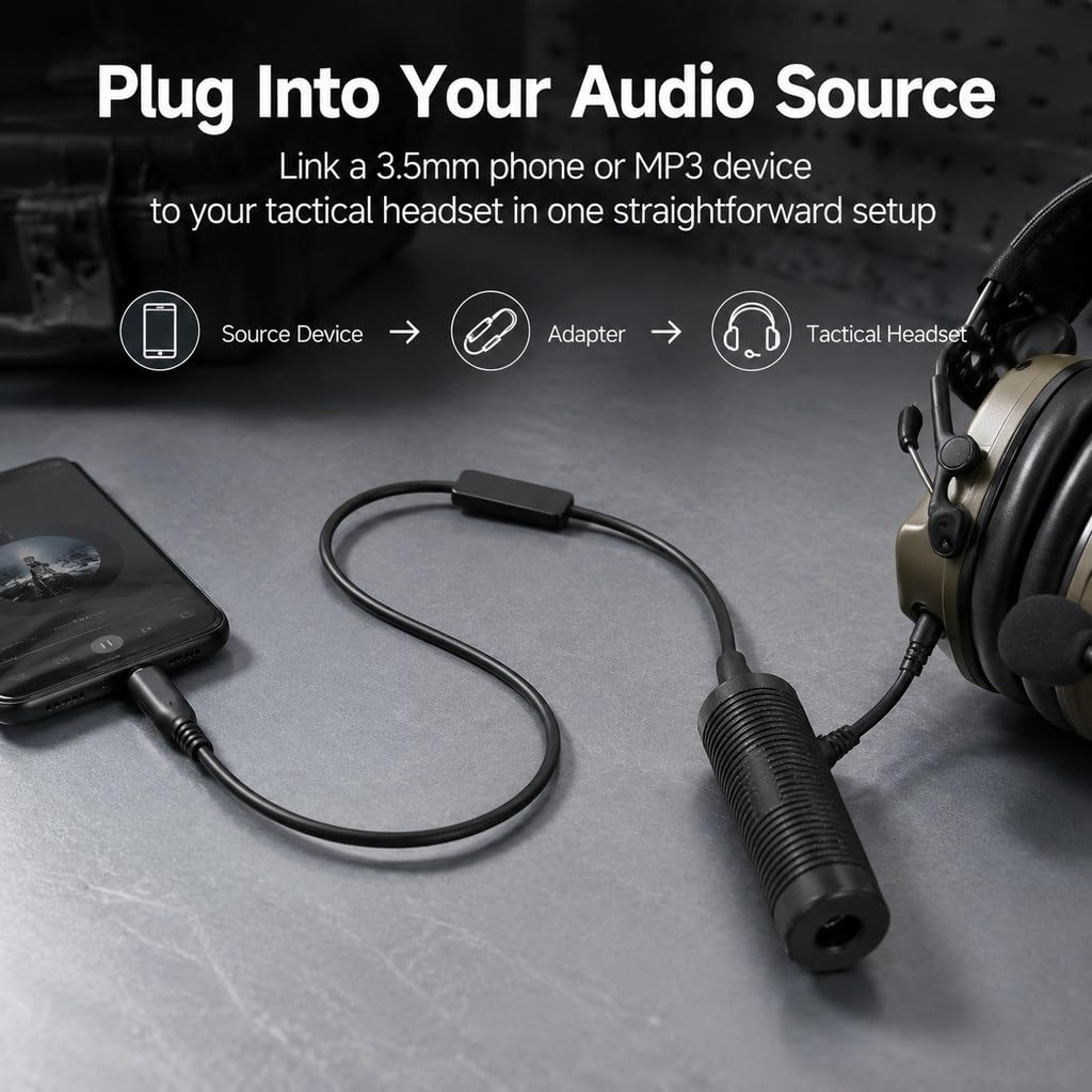 Adattatore For Cuffie PTT Da 3,5 Mm Con Spina TP120 Convertitore Audio Tattico For La Riproduzione Di Musica MP3 Del Telefono
