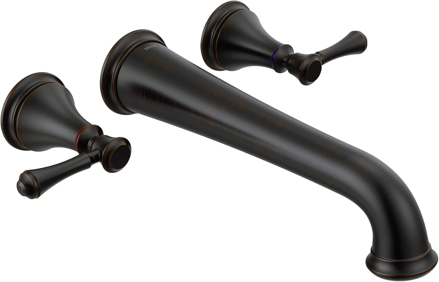 Delta Wall Mount Bathroom Faucet 3 Hole, Oil Rubbed Bronze Bathroom Sink Faucet for Vanity, Venetian Bronze T5797-RBWL (Valve Not Included)