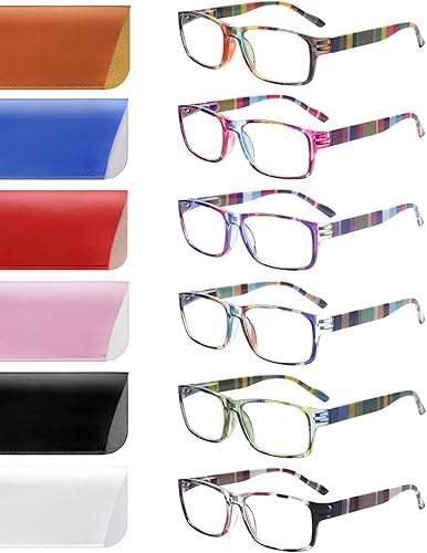 BONCAMOR Paquete de 6 elegantes lentes de lectura para mujeres y hombres, bloqueo de luz azul, bisagras cuadradas de resorte, lectores de computadora BONCAMOR Paquete de 6 elegantes lentes de lectura para mujeres y hombres, bloqueo de luz azul, bisagras cuadradas de resorte, lectores de computadora