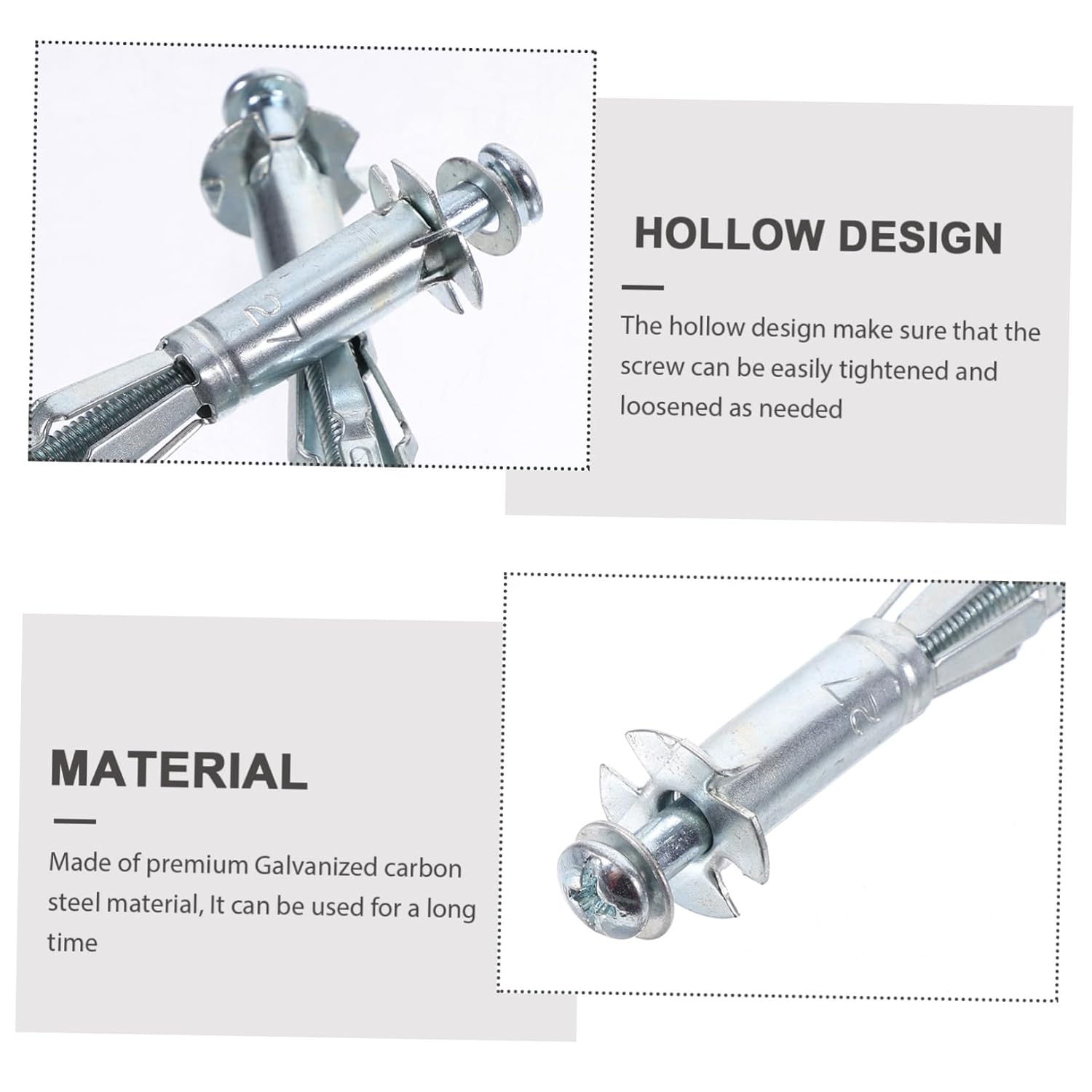 20 Sets Hollow Wall Anchor Bolts, Galvanized Carbon Steel Rust Resistant