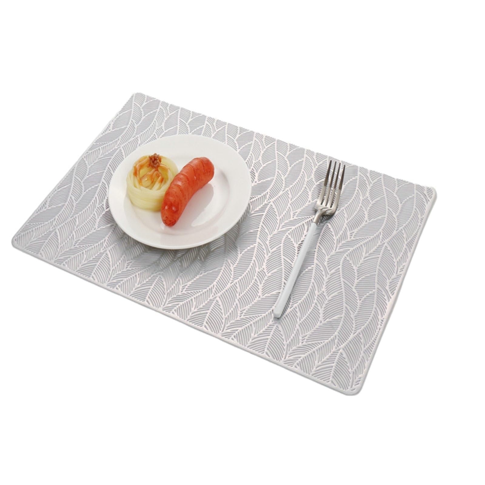 Set de table PVC 30x45 cm argenté avec motif de feuilles pour table de salle à manger
