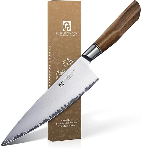 Miniatura 12 de Purple Dragon Cuchillo Nakiri, Cuchilla para Carne de 7 Pulgadas, Cuchillo de Cocina Japonés de Acero Alemán Vg10 para Cortar Carne, Picar, Cortar