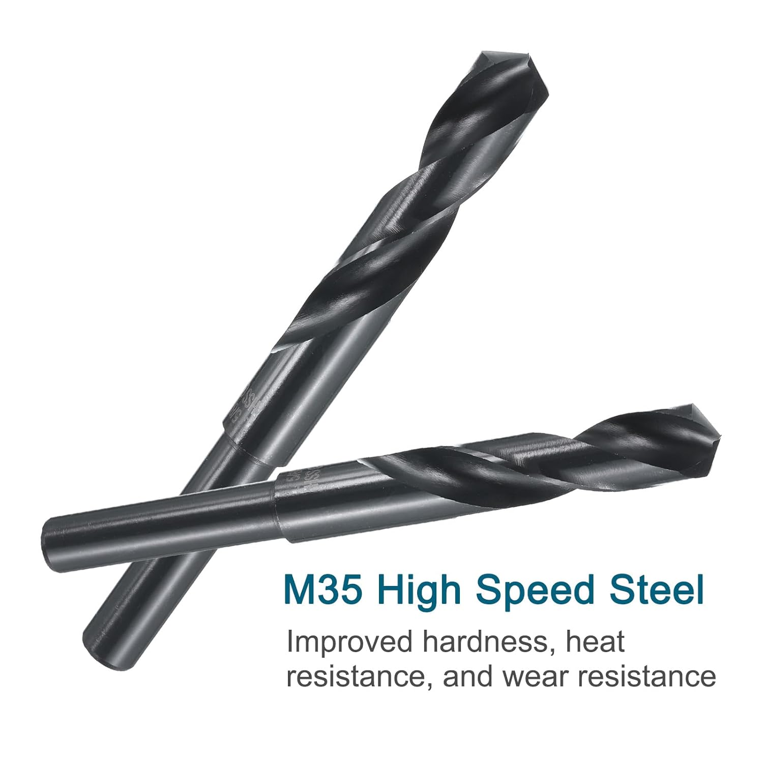 uxcell 5pcs 5/8" High-Speed Steel Drill Bits, M35 Cobalt Twist Drill Bit Jobber Drill Bit with 1/2" Round Straight Shank for Stainless Steel, Harden Metal, Aluminum, Plastic, Wood