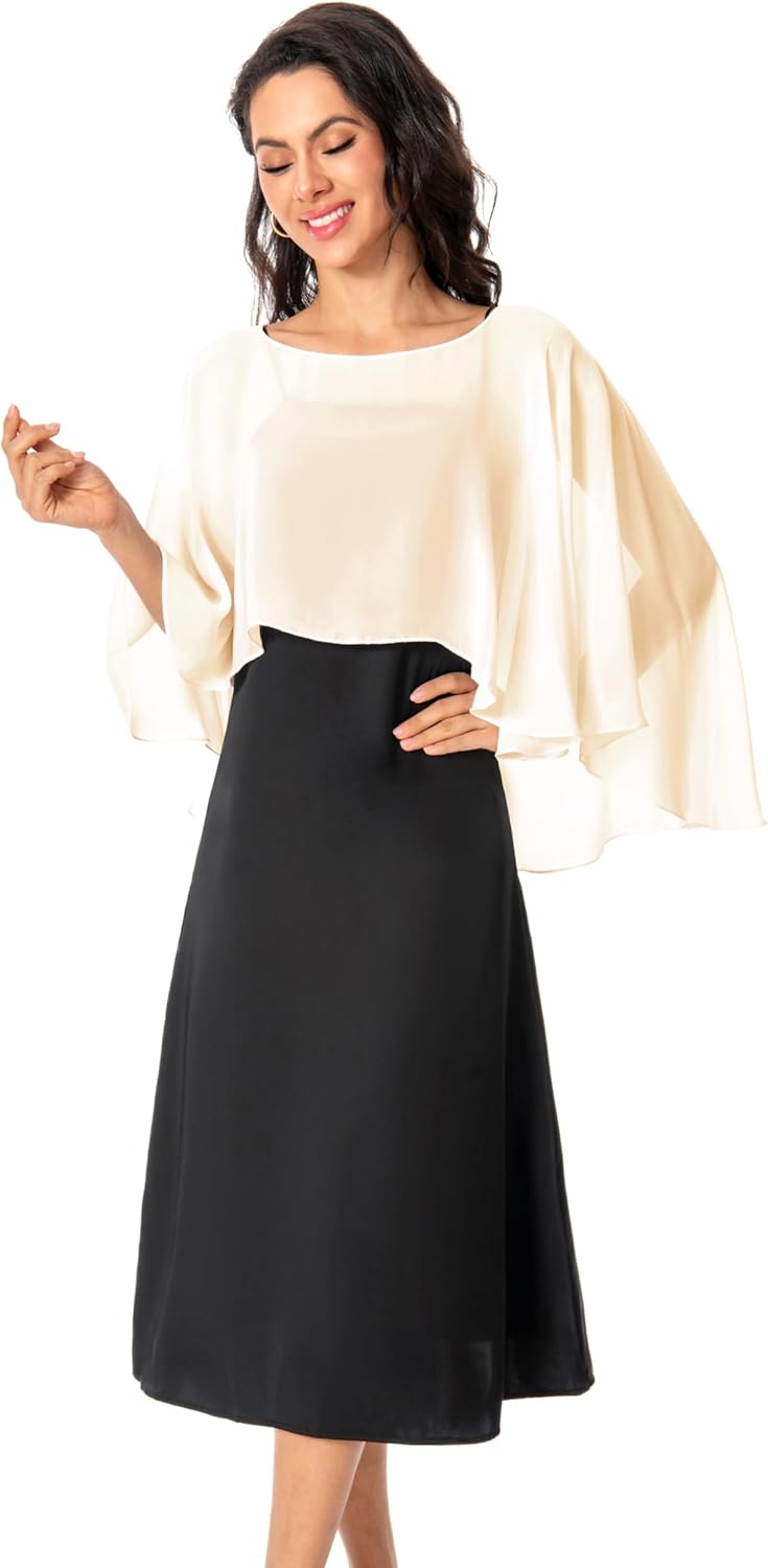 Baoqiya Women's Capelet Shawls and Wraps for Evening Dresses Soft Bridesmaid Shawl Chiffon Cape Wedding Cover Up - Image 2