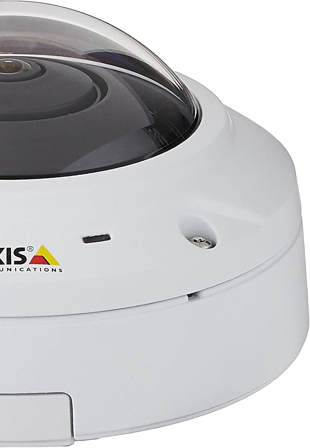 Side view of the Axis M3037-PVE camera, showing the network port and overall dome structure.