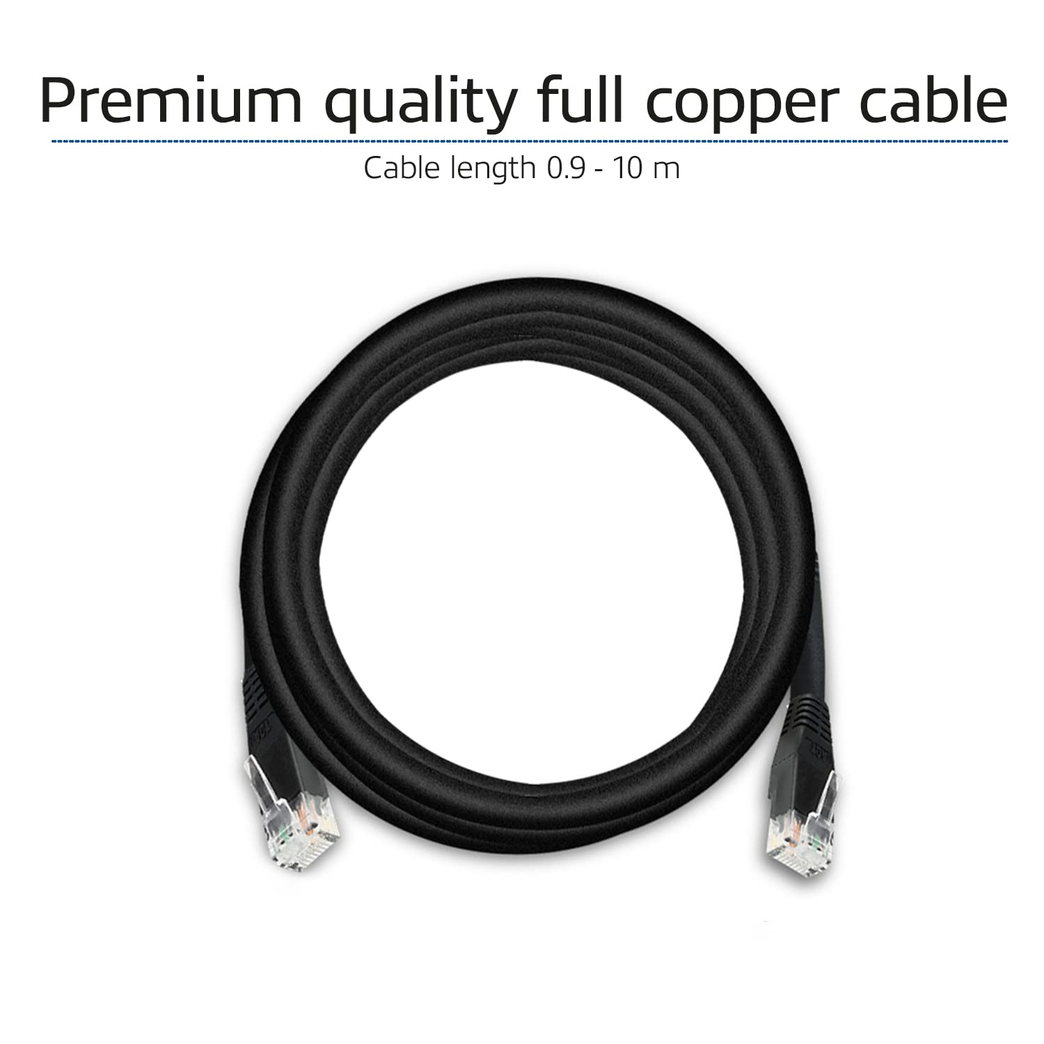 ACT Cavo Ethernet CAT6 da 10 m, 10/100/1000/Mbit/s, RJ45, U/UTP LAN, CAT 6, 250 MHz, PoE, fili di rame pieni per switch, router, patch panel, TV, PC e laptop, AC4010