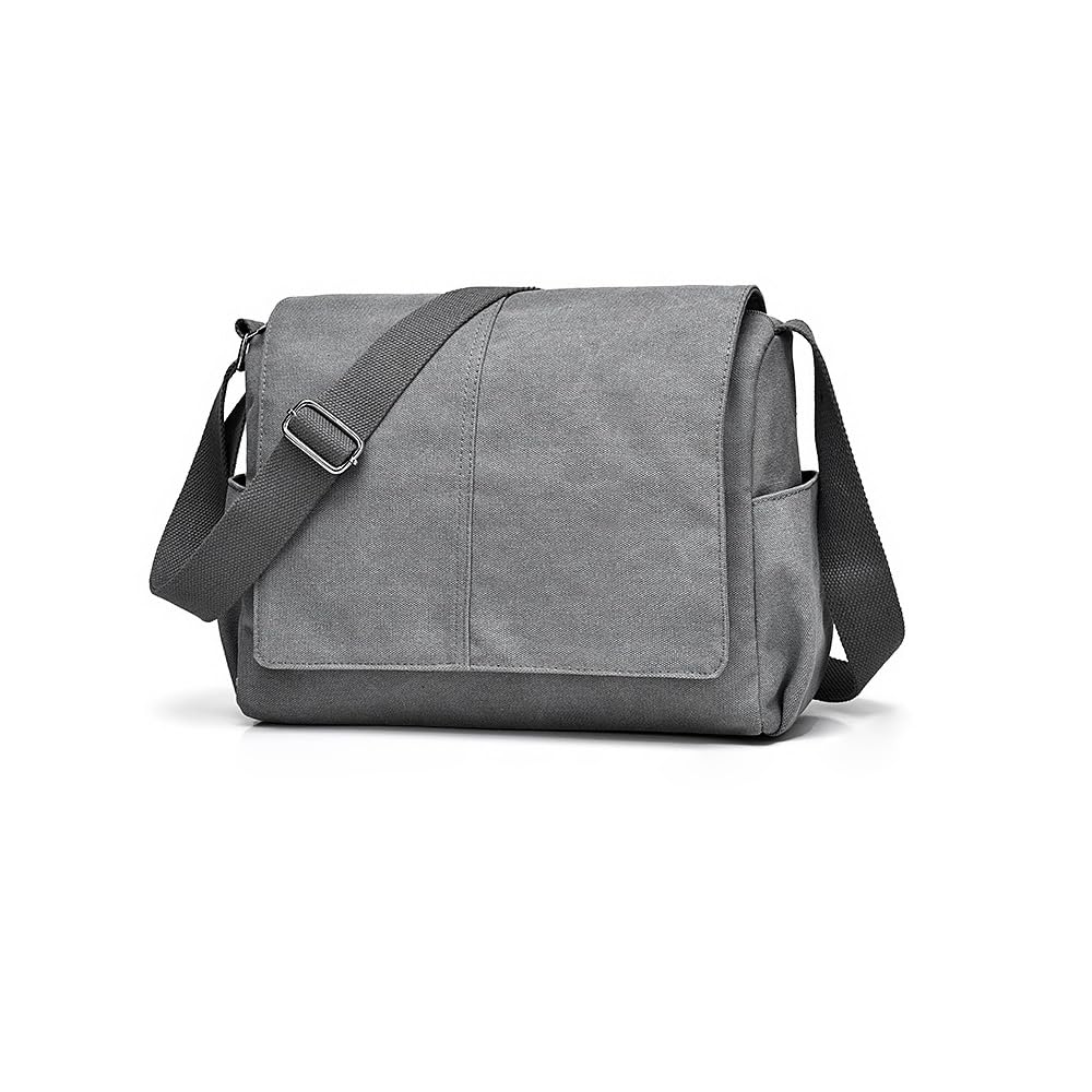 Whatna 820 Flap Thick Hand Canvas Shoulder Bag, Men's, Messenger Bag, Thick, Hand, Canvas, Horizontal Type, Large Business Bag, A4, 15-inch PC, Shoulder Bag, For Work, School, Crossbody Bag, gray