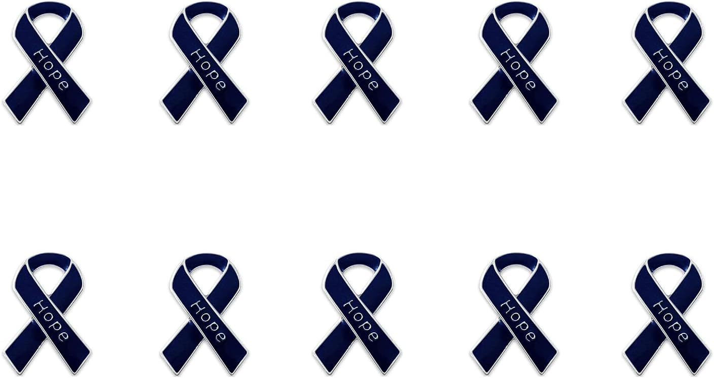 10 Pack Dark Blue Ribbon “Hope” Pins Dark Blue Ribbon