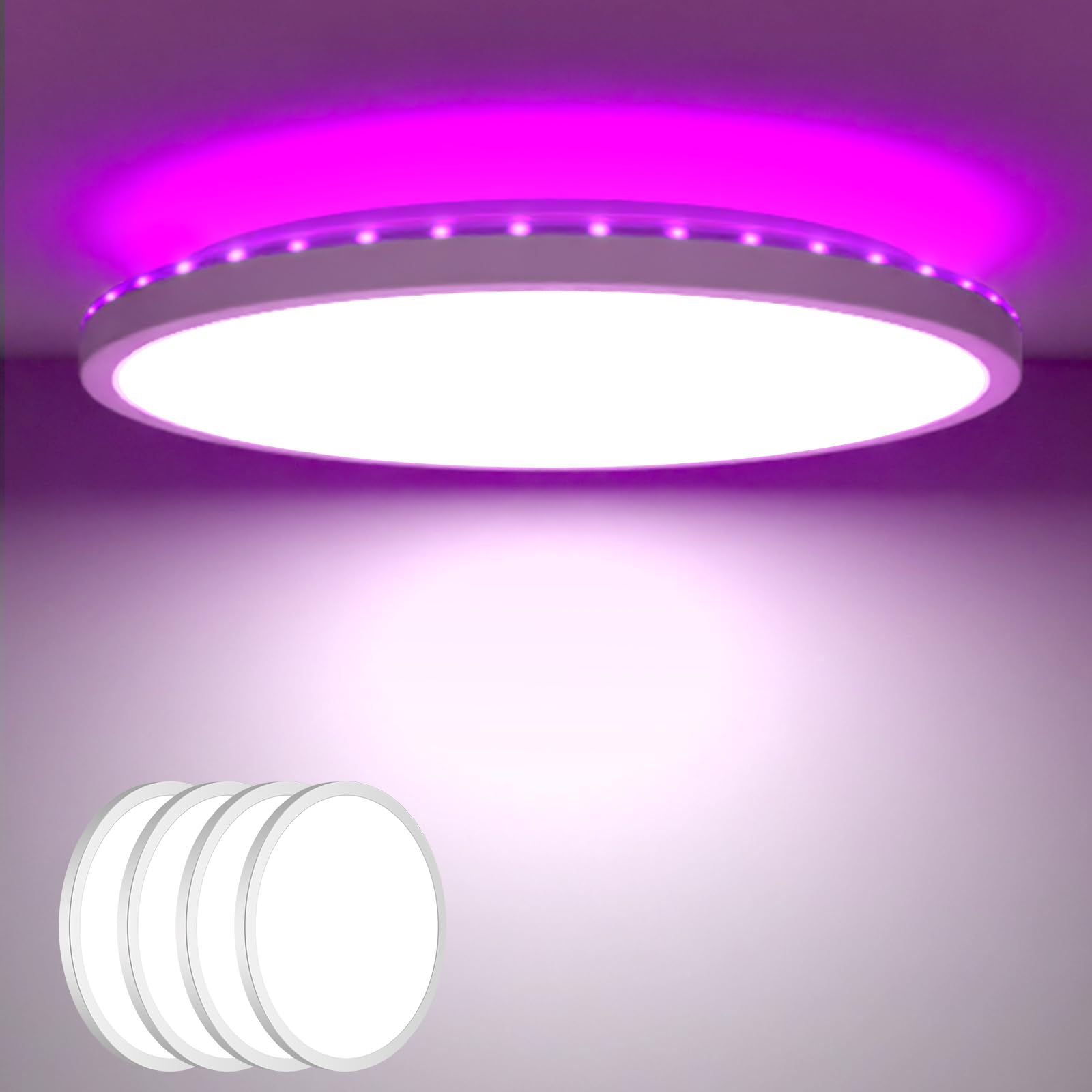 zemty 24W 3200LM LED Deckenleuchte Dimmbar, RGB Deckenlampe Farbwechsel für Kinderzimmer Schlafzimmer