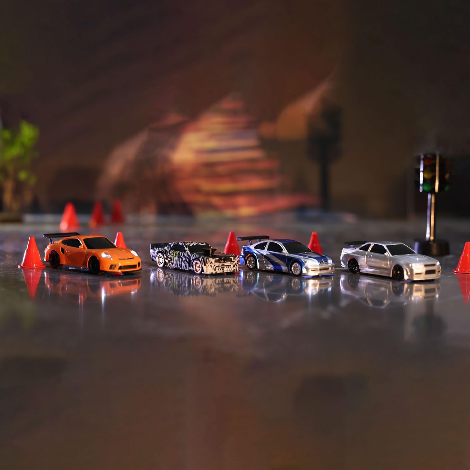 TOUCAN RC HOBBY 1/43 Ready to Run Race Car Gyro Drift Car 4WD Traffic Cones Mini Toy for Men