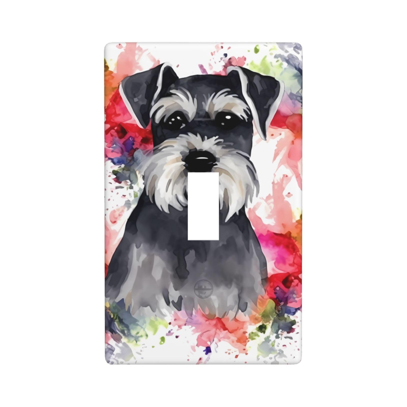 Schnauzer Wall Plate, 1-Gang Decorative Light Switch Covers, Unbreakable Polycarbonate Faceplates Outlet Cover Electrical Receptacle Plug Covers Standard Size, Screws Included
