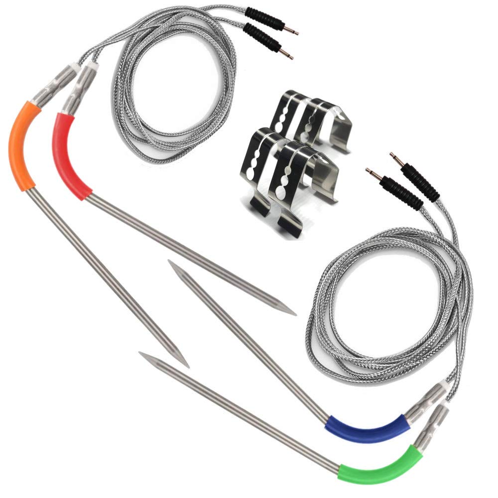 Weber iGrill 2/3 & Mini/Pro Replacement Probe (4pcs Color) - Grill Thermometer - Waterproof - USB Powered - 716F - 4.8" Probes