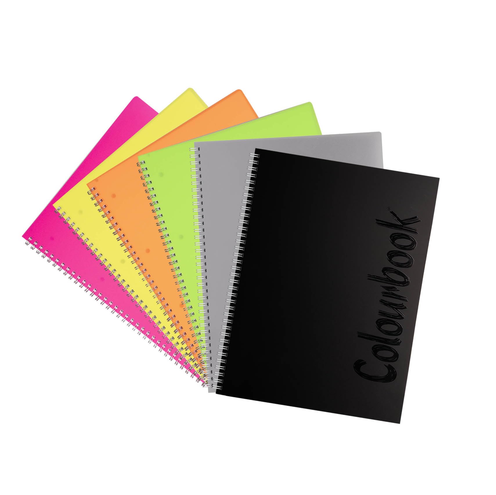Colourbook Set 12 Quadernoni Spiralati A4 Quadretti 4mm Per Scuola Medie Superiori Università, 160 Pagine Ognuno, Copertine Fluo In PPL, Fogli Microperforati Con 4 Fori, Scorta Annuale
