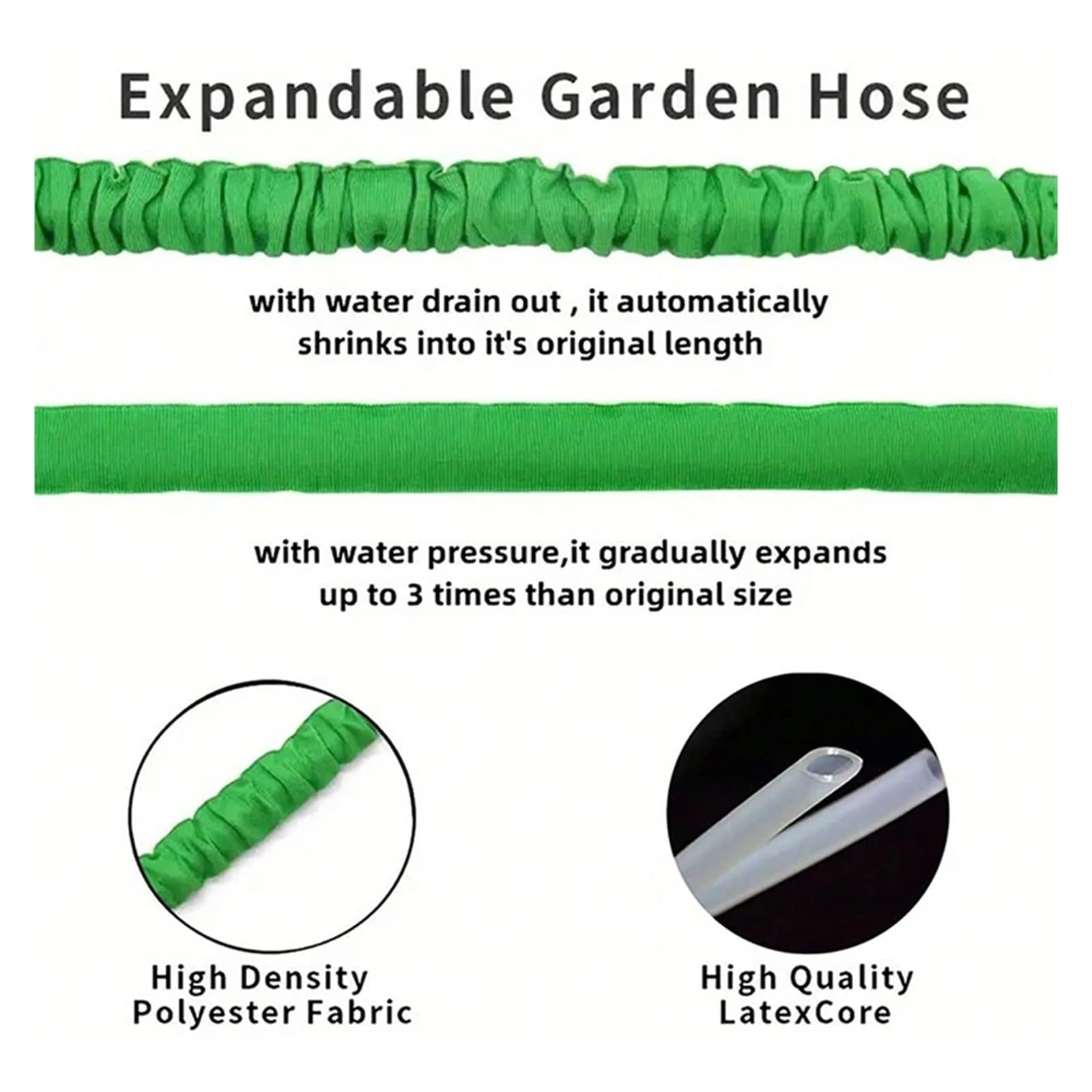 Juego de mangueras de jardín extensibles Suministros de jardinería, manguera mágica expandible, lavado de coches de alta presión, 7 funciones de pulverización de agua, pistola de agua, manguera de rie